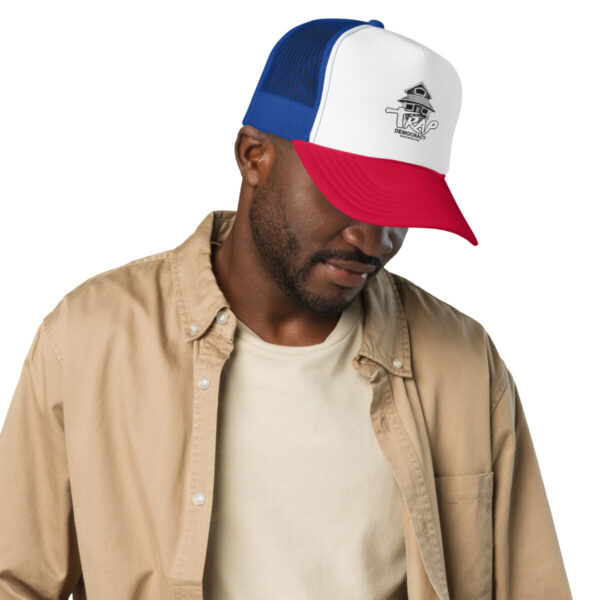 Trap Democracy (White) Trucker Hat - Image 7